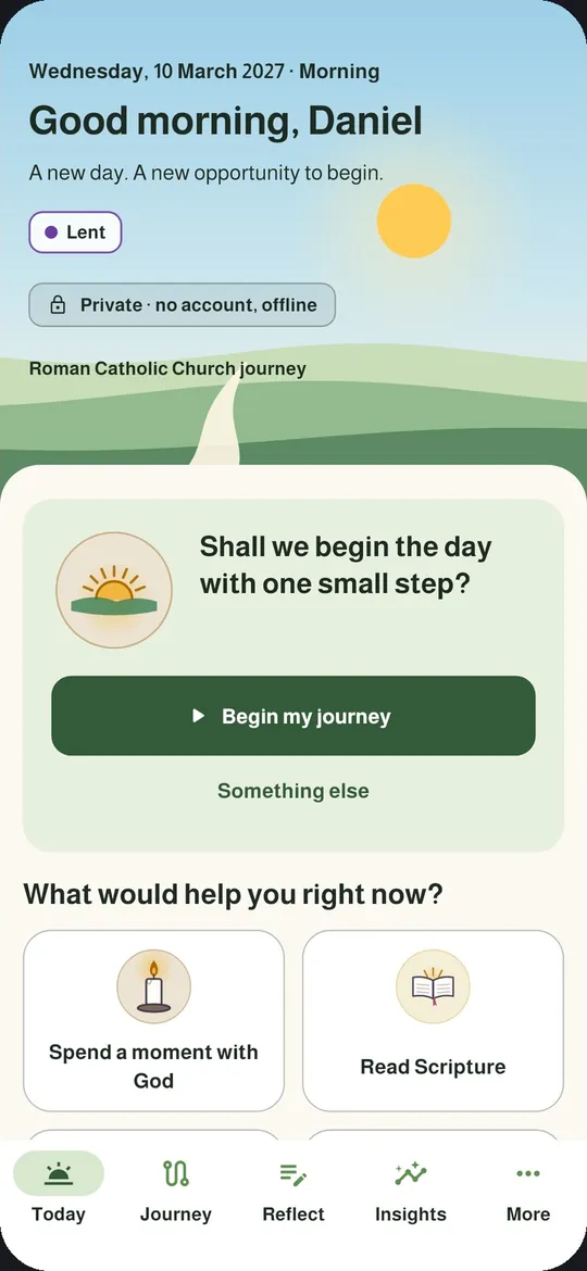LuminaPath Today screen: Shall we begin the day with one small step?