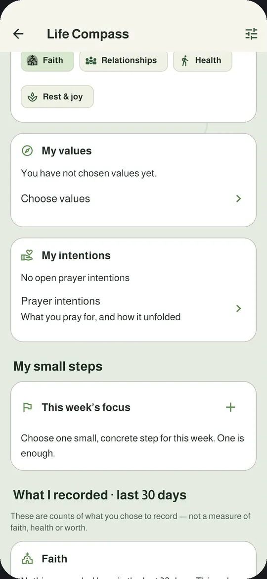 Values, intentions and small steps