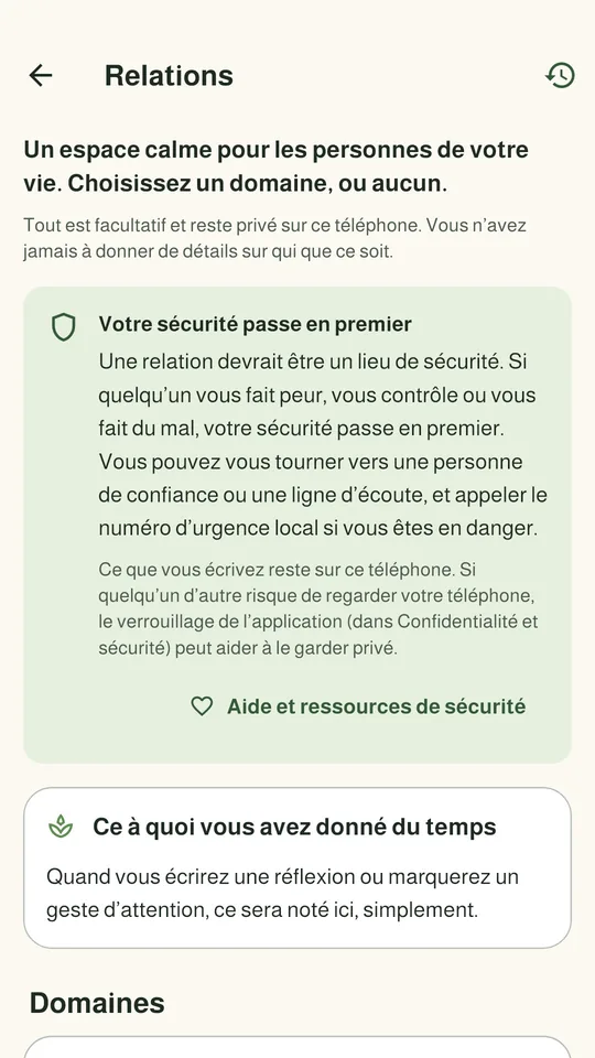 Relations : un espace privé pour la famille et les amis, la sécurité d'abord